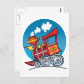 Cartoon Bahn Motor Postkarte (Vorne/Hinten)