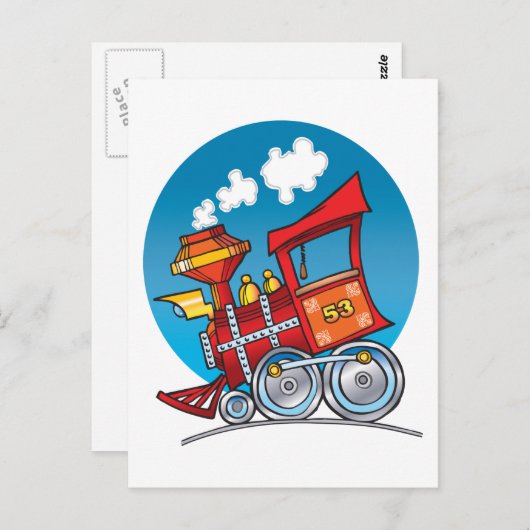 Cartoon Bahn Motor Postkarte (Vorne/Hinten)