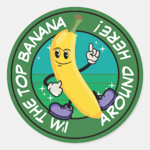 Cartoon Banana Pun: Ich bin die beste Banane hier Runder Aufkleber