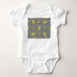 Cartoon-Bananen-Patches: Retro-Stil. Baby Strampler