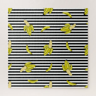 Cartoon-Bananen-Patches: Retro-Stil. Puzzle