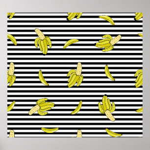 Cartoon Bananenflecken: Retro-Stil. Poster