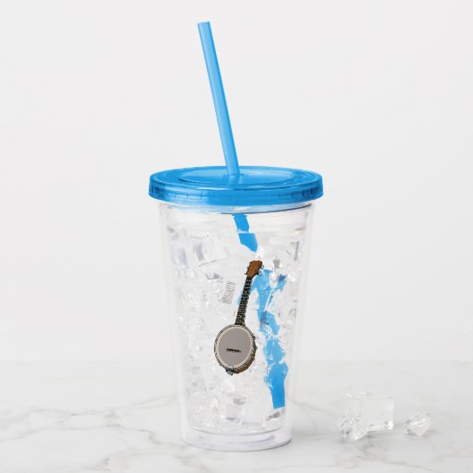 Cartoon Banjo Acryltrinkbecher (Vorderseite Ice)