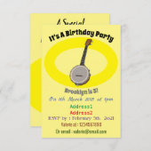 Cartoon Banjo Einladung (Vorne/Hinten)