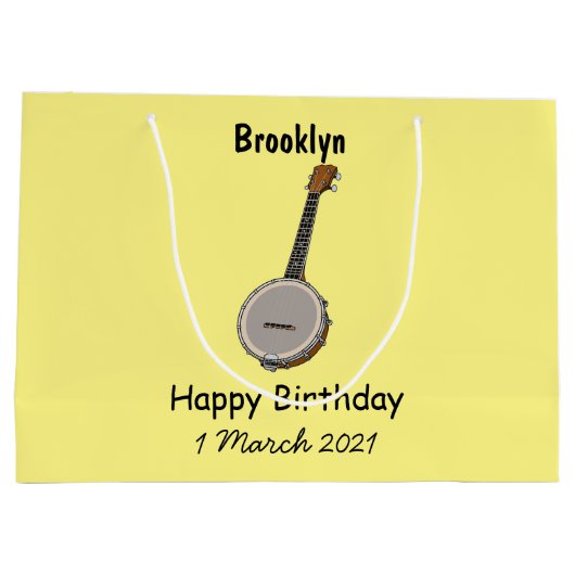 Cartoon Banjo Große Geschenktüte (Rückseite)
