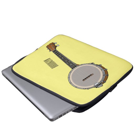 Cartoon Banjo Laptopschutzhülle (Vorne Knopf)