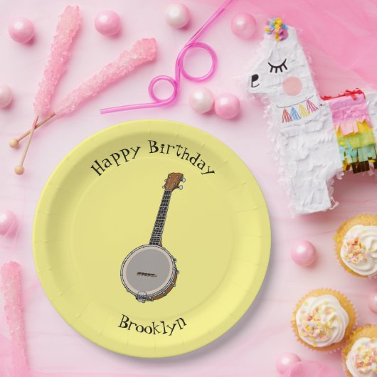 Cartoon Banjo Pappteller (Party)