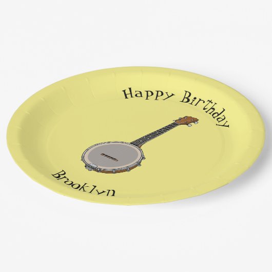 Cartoon Banjo Pappteller (Schrägansicht)