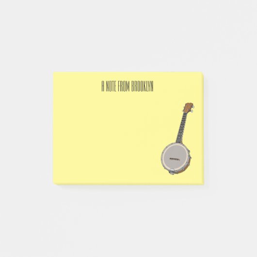 Cartoon Banjo Post-it Klebezettel (Vorderseite)
