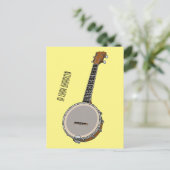 Cartoon Banjo Postkarte (Stehend Vorderseite)