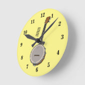 Cartoon Banjo Runde Wanduhr (Winkel)