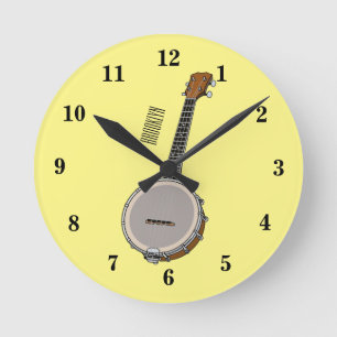 Cartoon Banjo Runde Wanduhr