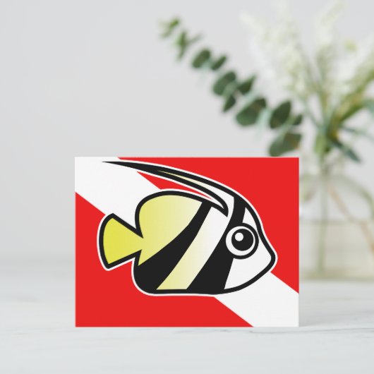 Cartoon Bannerfish Tauchflagge Postkarte (Stehend Vorderseite)