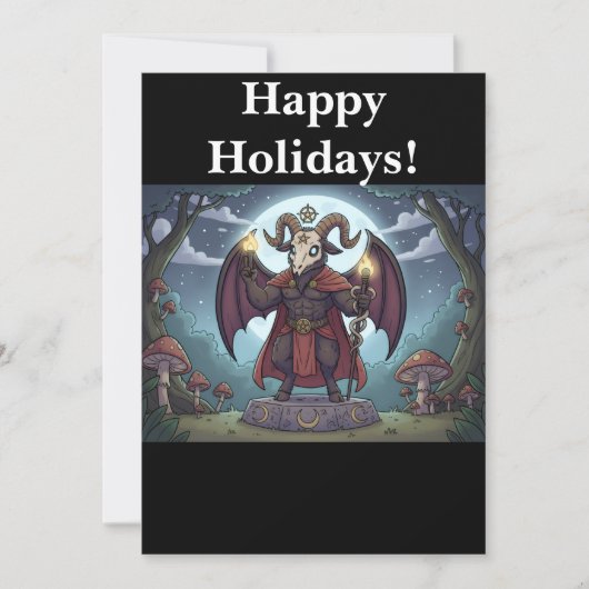 Cartoon Baphomet Feiertagskarte (Vorderseite)