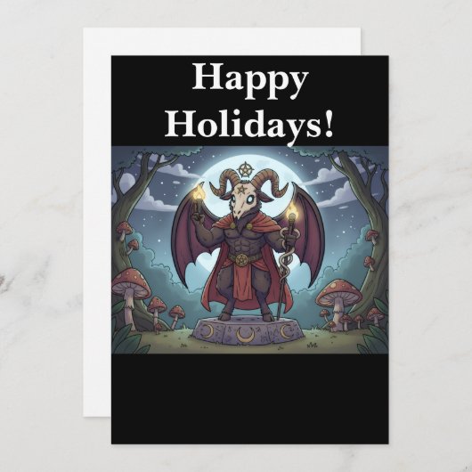 Cartoon Baphomet Feiertagskarte (Vorne/Hinten)
