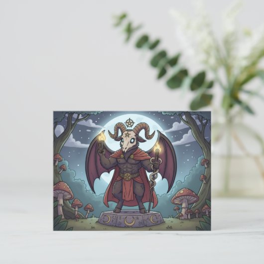 Cartoon Baphomet Postkarte (Stehend Vorderseite)