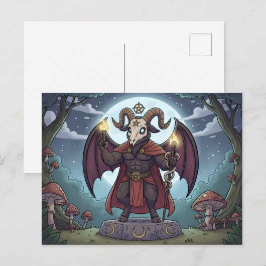 Cartoon Baphomet Postkarte (Vorne/Hinten)