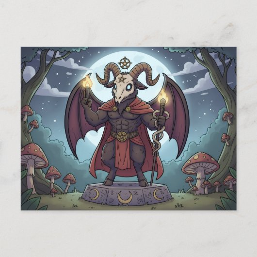 Cartoon Baphomet Postkarte (Vorderseite)