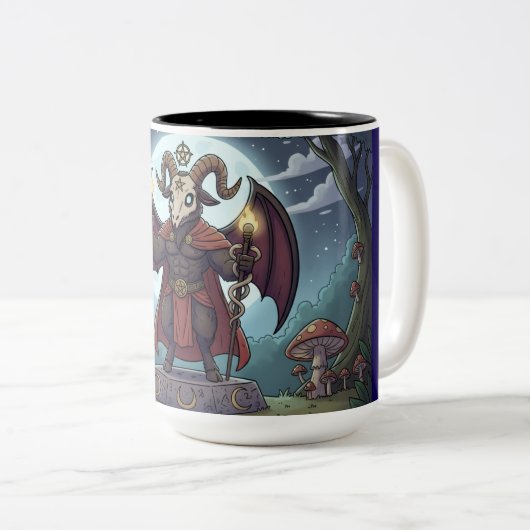 Cartoon Baphomet Zweifarbige Tasse (VorderseiteRechts)