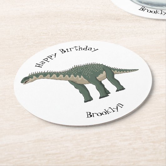 Cartoon Barapasaurus Runder Pappuntersetzer (Angewinkelt)