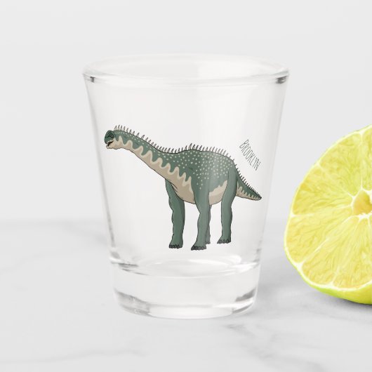 Cartoon Barapasaurus Schnapsglas (Vorderseite)