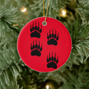 Cartoon Bärenspuren in Schwarz Keramik Ornament