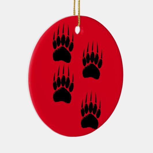 Cartoon Bärenspuren in Schwarz Keramik Ornament (Rechts)