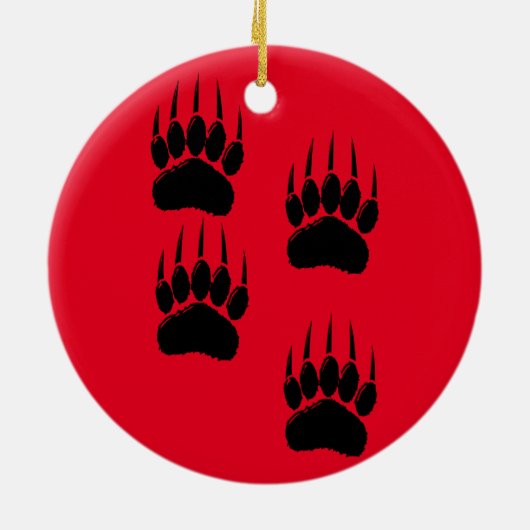 Cartoon Bärenspuren in Schwarz Keramik Ornament (Hinten)