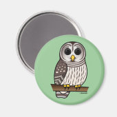 Cartoon Barred Owl Magnet (Vorderseite/Rückseite)