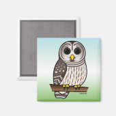 Cartoon Barred Owl Magnet (Vorderseite/Rückseite)