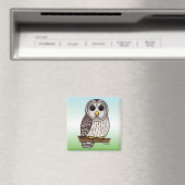Cartoon Barred Owl Magnet (In Situ (Geschirrspüler))