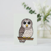 Cartoon Barred Owl Postkarte (Stehend Vorderseite)