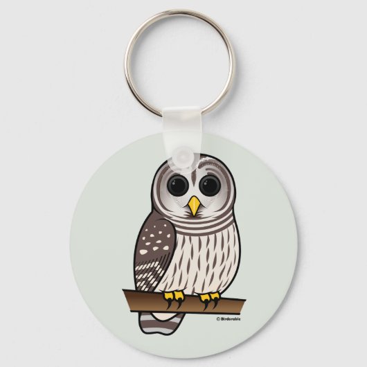 Cartoon Barred Owl Schlüsselanhänger (Vorderseite)