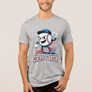 Cartoon-Baseball-Charakter mit Kappe und Sneakers Tri-Blend Shirt