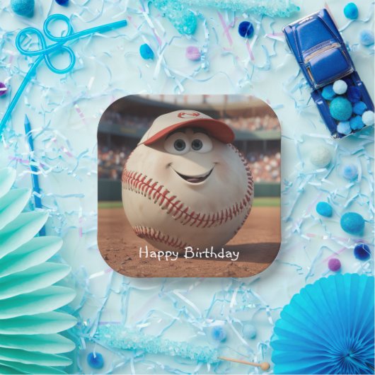 Cartoon Baseball Geburtstag Pappteller (Party)