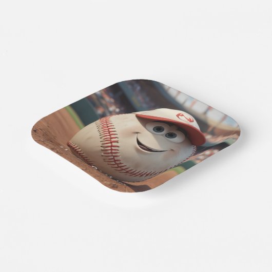 Cartoon Baseball Geburtstag Pappteller (Gewinkelt)
