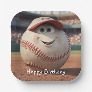 Cartoon Baseball Geburtstag Pappteller