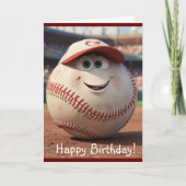 Cartoon Baseball Geburtstagskarte Dankeskarte (Vorderseite)