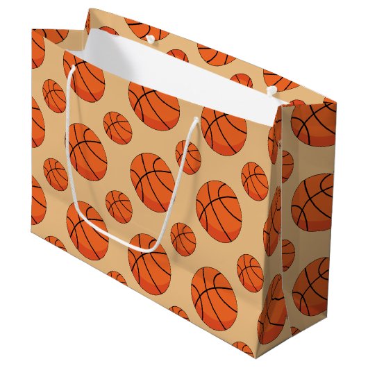 Cartoon Basketball Ball Große Geschenktüte (Vorderseite Schrägansicht)