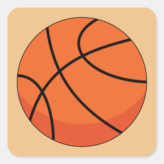 Cartoon Basketball Ball Quadratischer Aufkleber (Vorderseite)