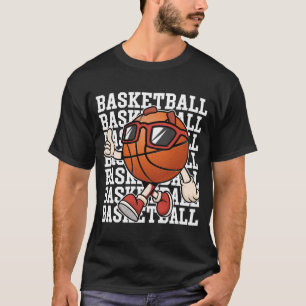Cartoon Basketball mit Sonnenbrille Schlaglöcher S T-Shirt