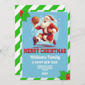 Cartoon Basketball santa Einladung (Vorne/Hinten)
