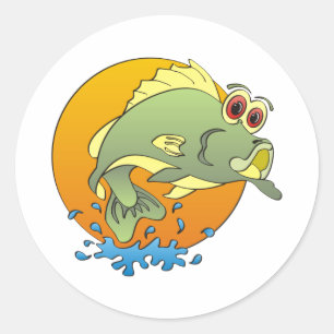 Cartoon Bass Runder Aufkleber