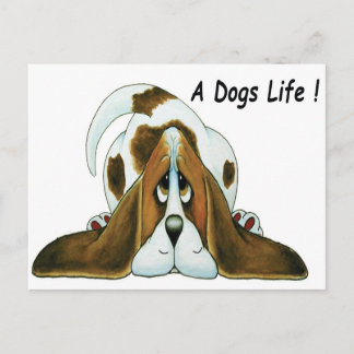 Cartoon Basset Hound, Ein Hund im Leben Postkarte