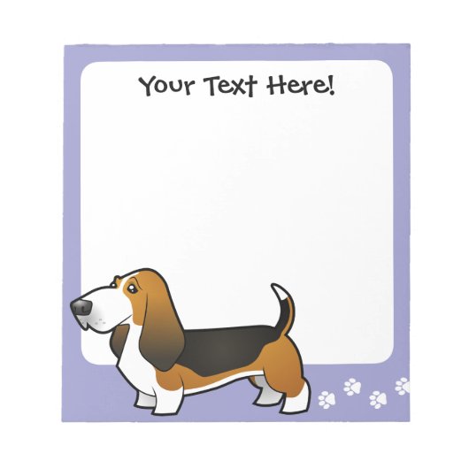 Cartoon Basset Hound Notizblock (Vorderseite)