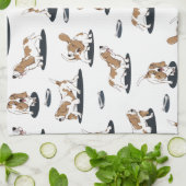 Cartoon Basset Hounds Dog Pattern Geschirrtuch (Gefaltet)