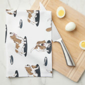 Cartoon Basset Hounds Dog Pattern Geschirrtuch (Viertel Falte)