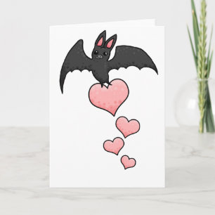 Cartoon Bat mit Herzen Karte