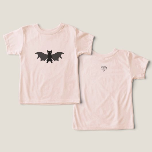 Cartoon Bat Peach Kleinkind Shirt (Design Vorderseite & Rückseite)