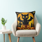 Cartoon Bat und Pumpkins unter Vollmond Kissen (Stuhl )